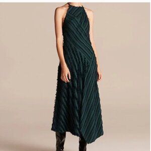 Rebecca Taylor Green Eyelash Stripe Midi Dress